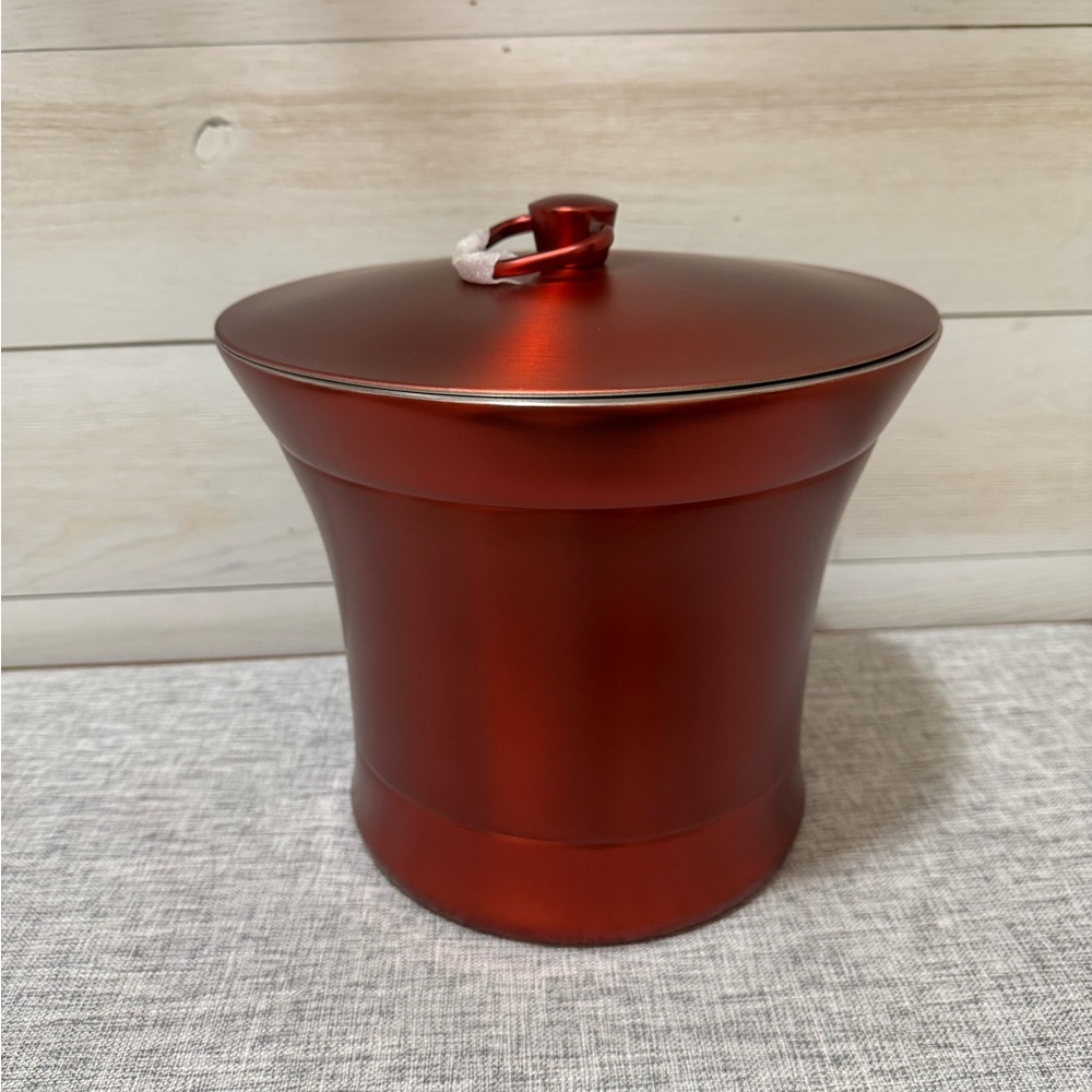 Sleek Red Ice Bucket with Lid by Frontgate
